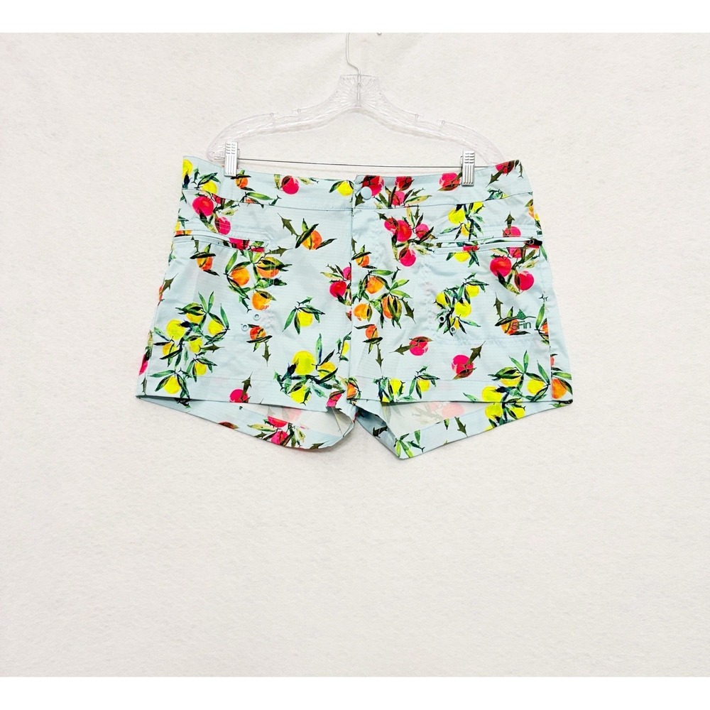 5Fin Women Sz 12 Board Shorts Fishing Beach Boat Ripstop Zip Pockets Stretch